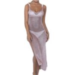 2 piezas Sexy perspectiva malla gasa vestido con tirantes traje de baño encubrimiento, S, M, L - Imagen 3