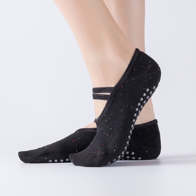 TBD059330401A.jpg Calcetines de yoga y ballet sin espalda de algodón con correas, One Size - Imagen 1